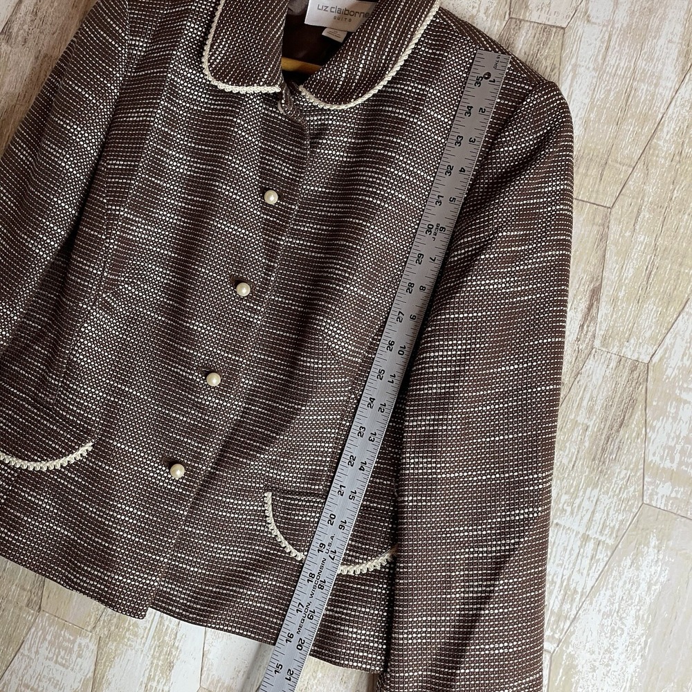 Liz Claiborne 10 Blazer Jacket Women Peter Pan Collar Preppy Classic Office Y2K - Picture 7 of 9